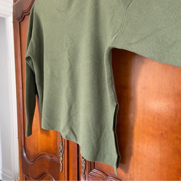 Nap Loungewear 100% Wool Slant Asymmetric Hem Turtleneck In Sage Green - Picture 4 of 11